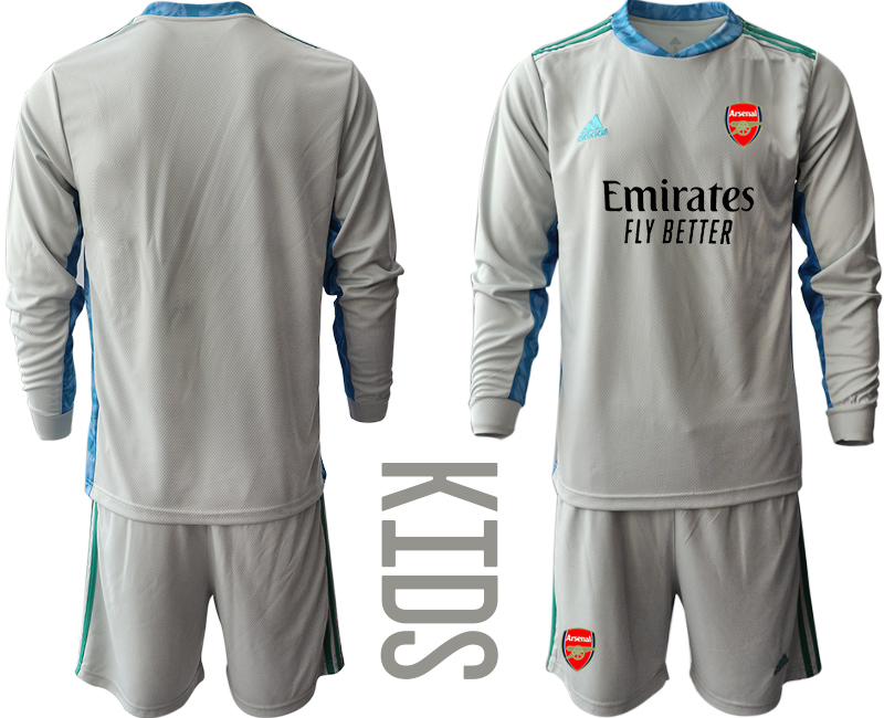 Youth 2020-21 Arsenal gray goalkeeper long sleeve soccer jerseys