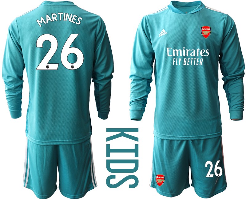 Youth 2020-21 Arsenal lake blue goalkeeper 26# MARTINES long sleeve soccer jerseys