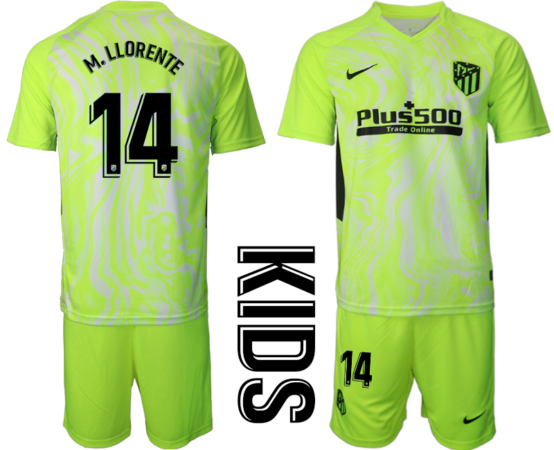Youth 2020-21 Atlético Madrid away 14# M.LLORENTE soccer jerseys.
