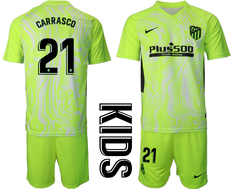 Youth 2020-21 Atlético Madrid away 21# CARRASCO soccer jerseys.