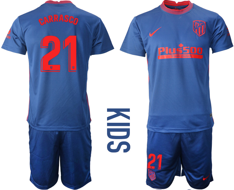 Youth 2020-21 Atlético Madrid away 21# CARRASCO soccer jerseys
