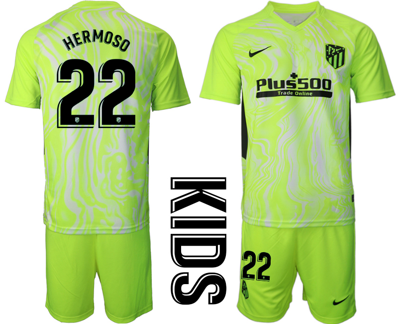 Youth 2020-21 Atlético Madrid away 22# HERMOSO soccer jerseys.