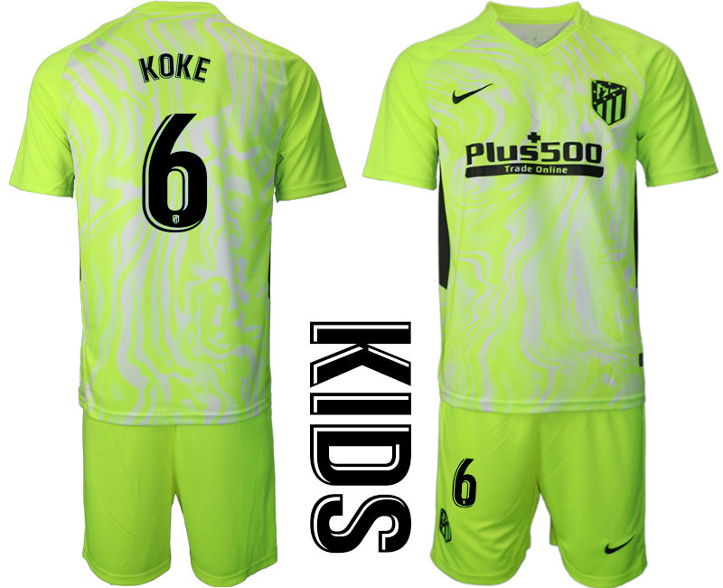 Youth 2020-21 Atlético Madrid away 6# KOKE soccer jerseys.