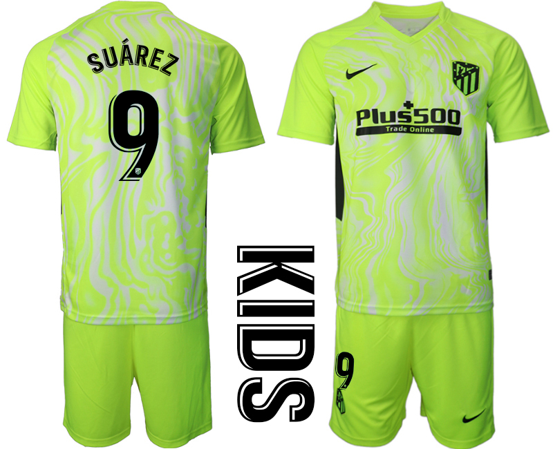 Youth 2020-21 Atlético Madrid away 9# SUAREZ soccer jerseys.