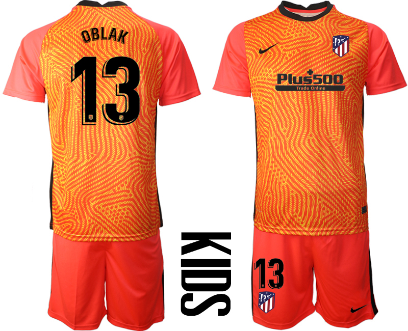 Youth 2020-21 Atletico Madrid red goalkeeper 13# OBLAK soccer jerseys
