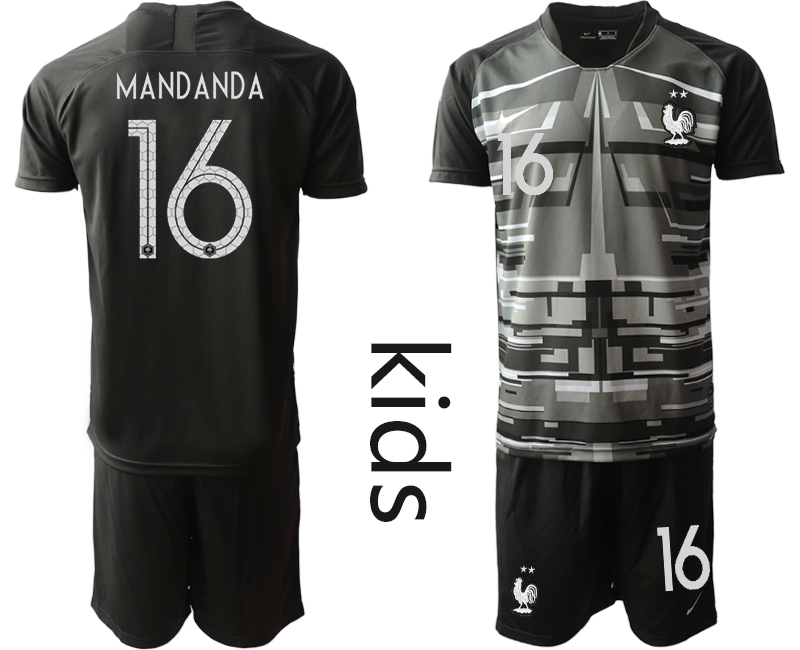 Youth 2020-21 France black goalkeeper 16# MANDANDA soccer jerseys.