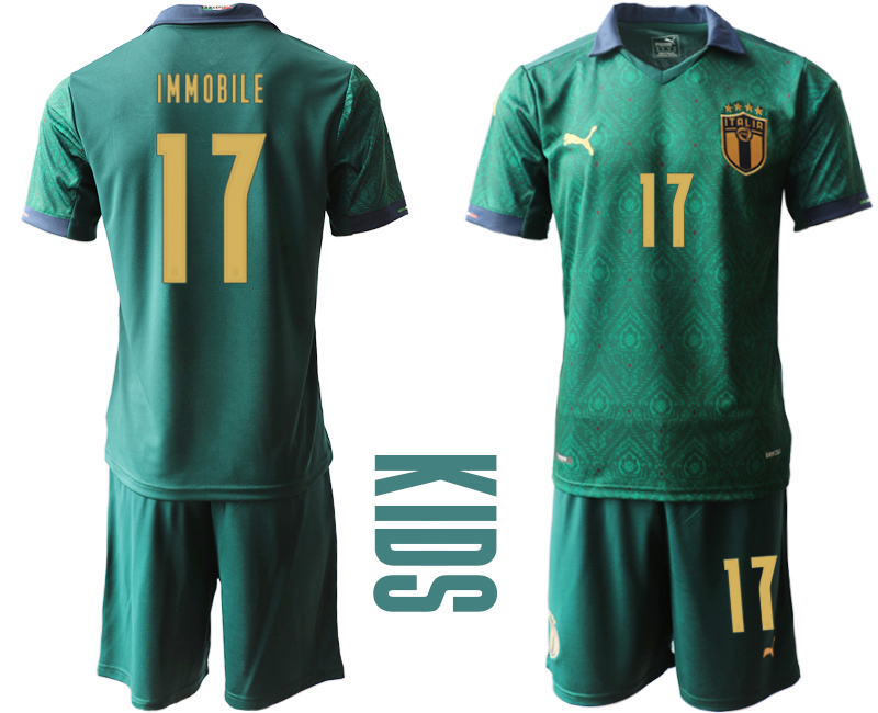 Youth 2020-21 Italy away 17# IMMOBILE Dark green soccer jerseys