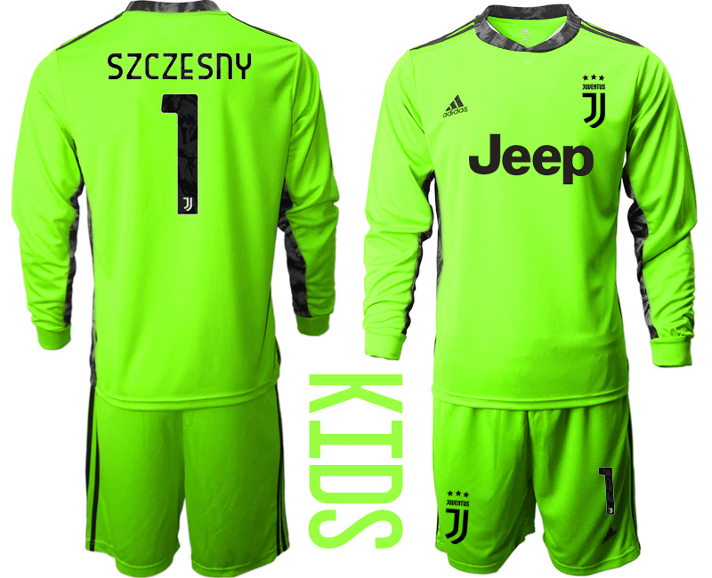 Youth 2020-21 Juventus fluorescent green goalkeeper 1# SZCZESNY long sleeve soccer jerseys