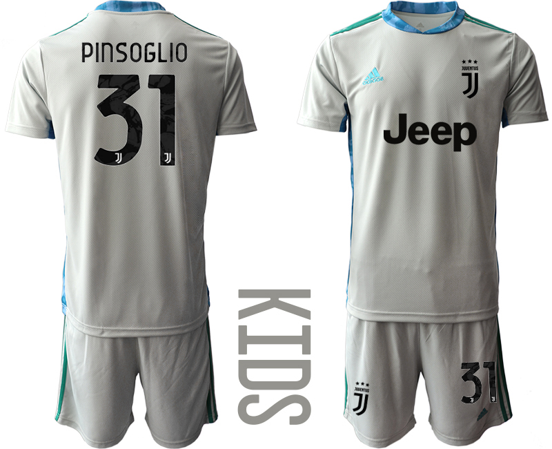 Youth 2020-21 Juventus gray goalkeeper 31# PINSOGLIO soccer jerseys
