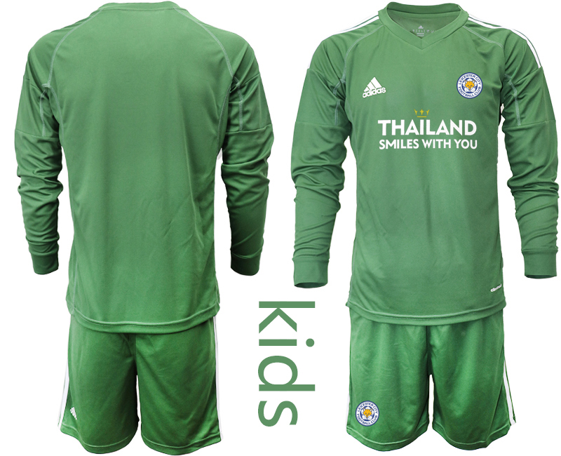Youth 2020-21 Leicester City army green goalkeeper long sleeve soccer jerseys