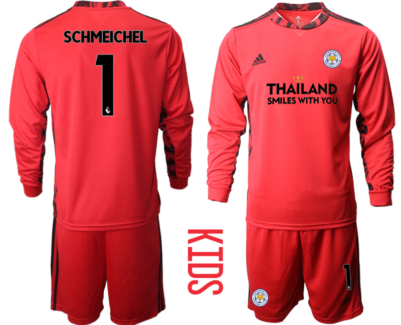 Youth 2020-21 Leicester City red goalkeeper 1# SCHMEICHEL long sleeve soccer jerseys