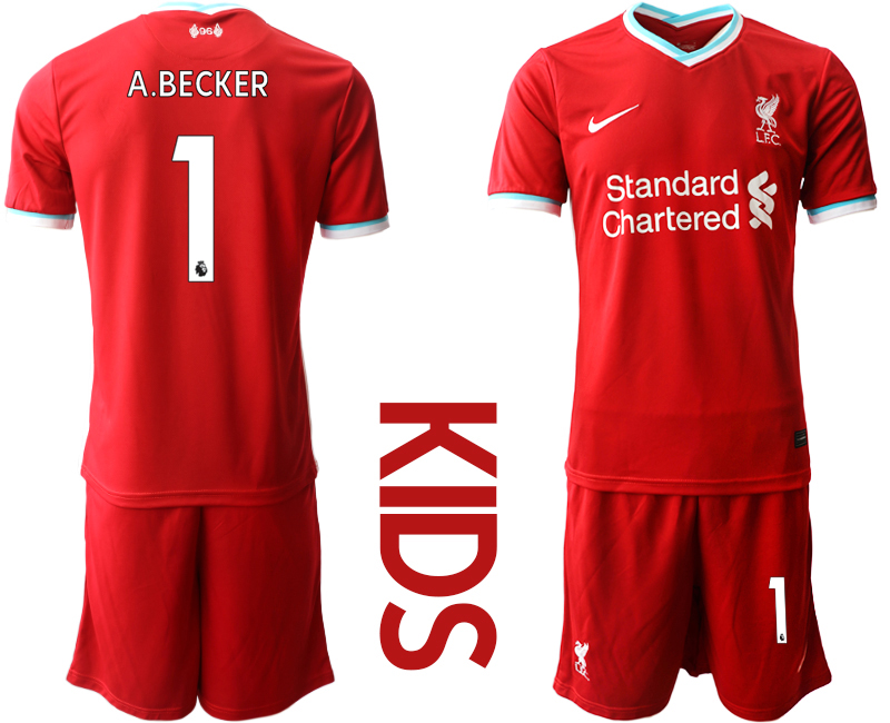 Youth 2020-21 Liverpool home 1# A.BECKER soccer jerseys