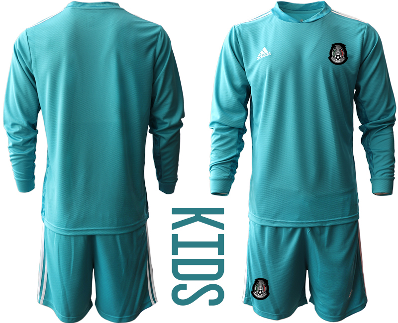 Youth 2020-21 Mexico lake blue goalkeeper long sleeve soccer jerseys