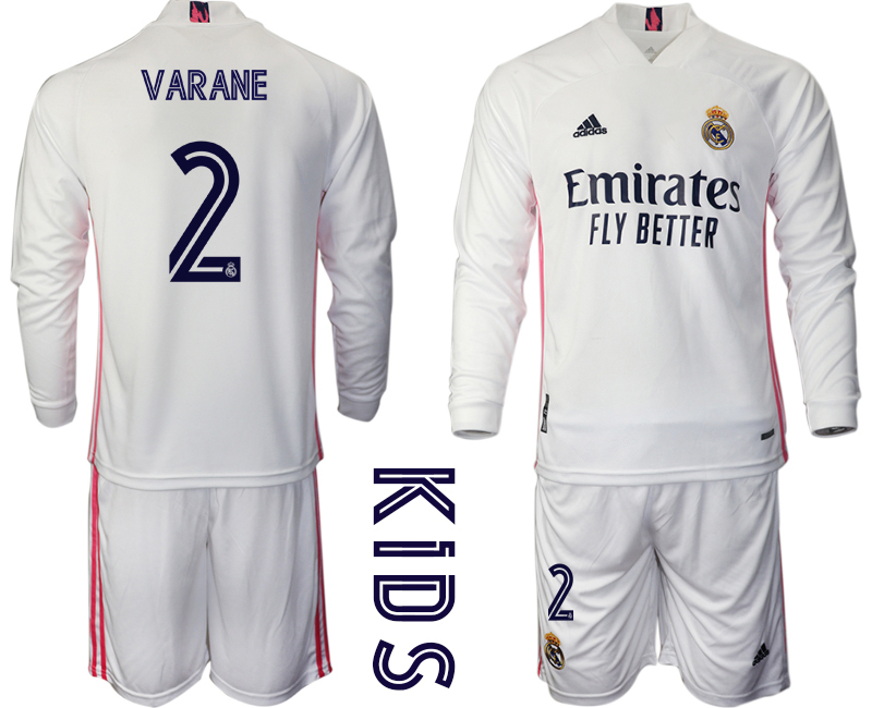 Youth 2020-21 Real Madrid home 2# VARANE long sleeve soccer jerseys