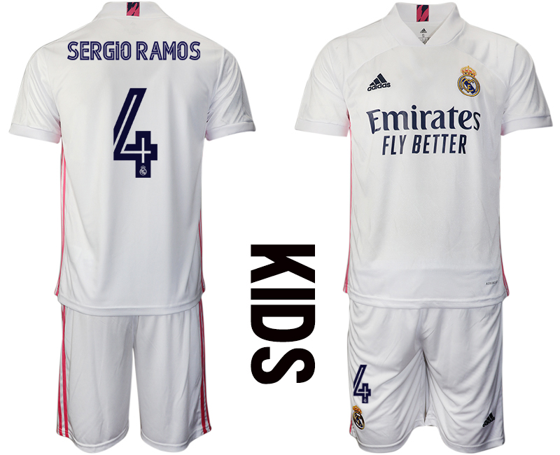 Youth 2020-21 Real Madrid home 4# SERGIO RAMOS soccer jerseys