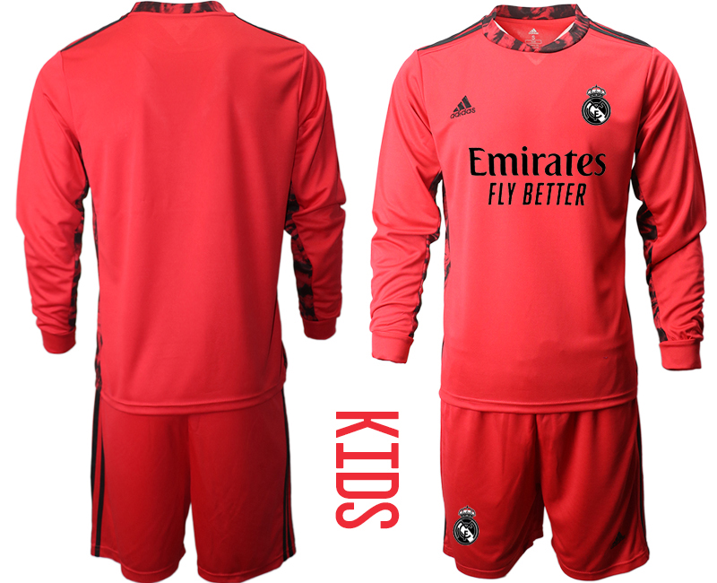 Youth 2020-21 Real Madrid red goalkeeper long sleeve soccer jerseys