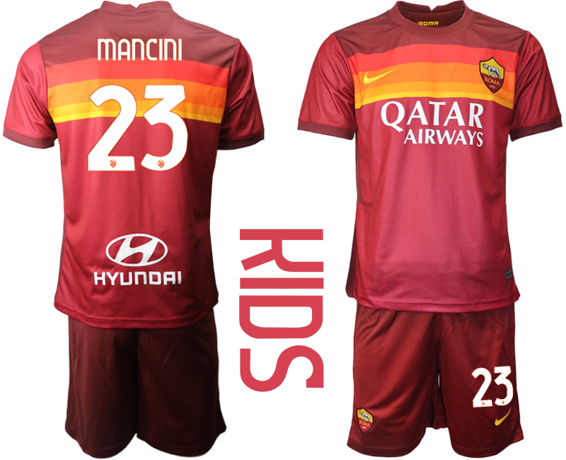 Youth 2020-21 Roma home 23# MANCINI soccer jerseys