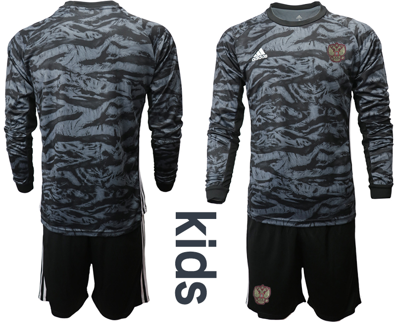 Youth 2020-21 Russia black goalkeeper long sleeve soccer jerseys