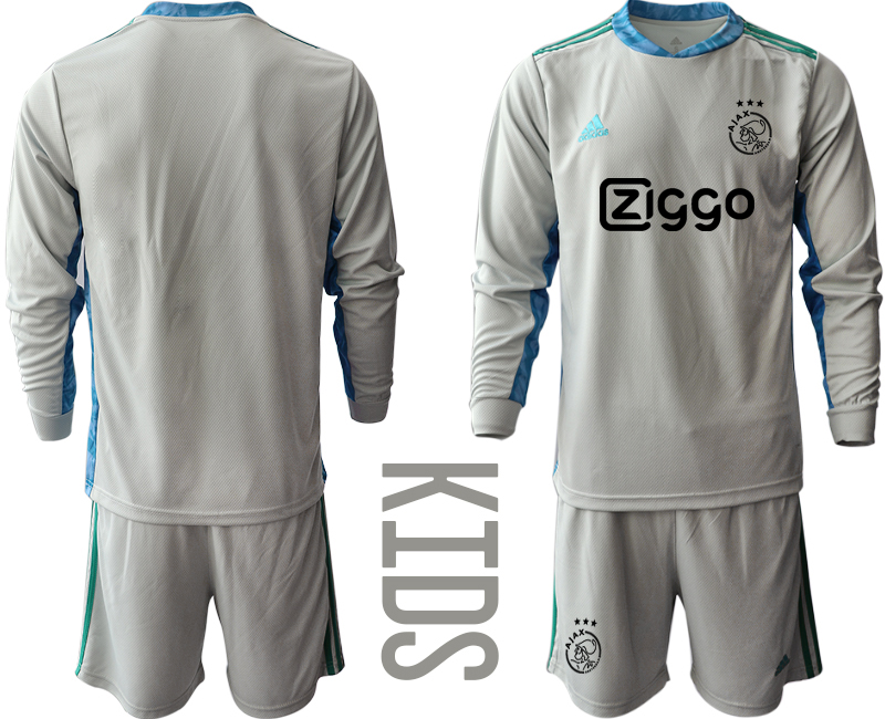 Youth 2020-21 ajax gray goalkeeper long sleeve soccer jerseys