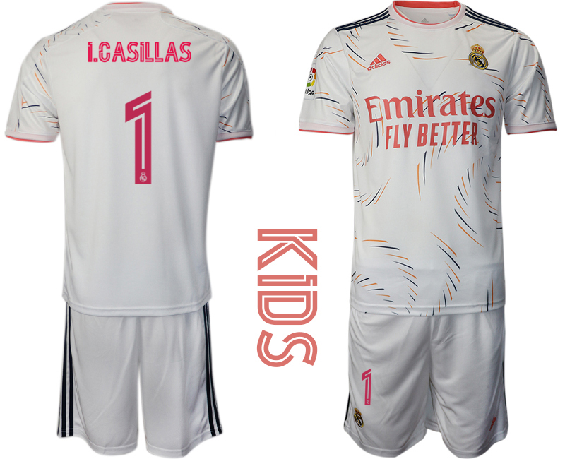 Youth 2021-22 Real Madrid home 1# I.CASILLAS soccer jerseys