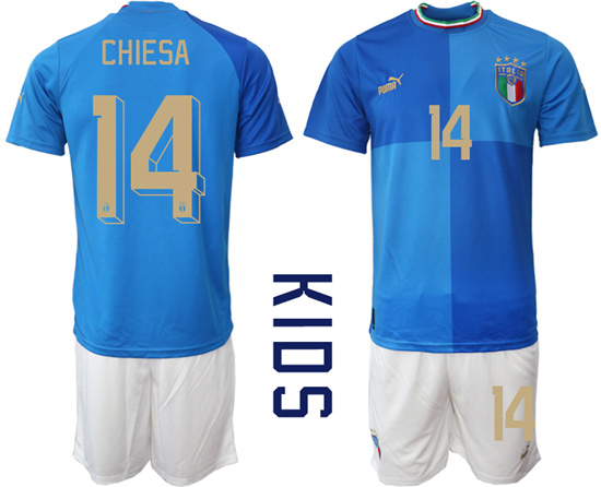 Youth 2022-2023 Italy 14 CHIESA home kids jerseys Suit