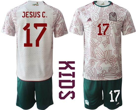 Youth 2022-2023 Mexico 17 JESUS C. away kids jerseys Suit