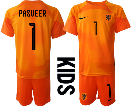 Youth 2022-2023 Netherlands 1 PASVEER red goalkeeper kids jerseys Suit