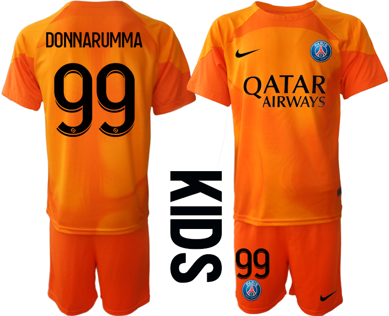 Youth 2022-2023 Paris Saint-Germain 99 DONNARUMMA red goalkeeper kids jerseys Suit