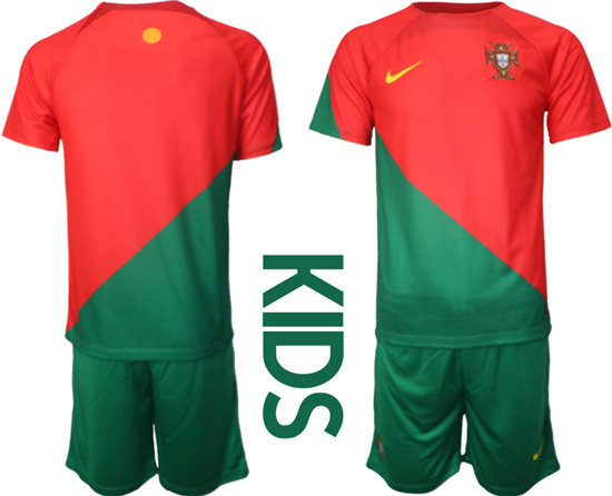 Youth 2022-2023 Portugal Blank home kids jerseys Suit