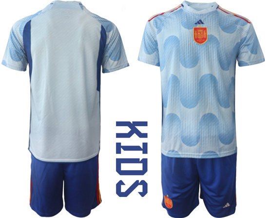 Youth 2022-2023 Spain Blank away kids jerseys Suit