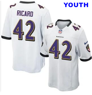 Youth Baltimore Ravens #42 Patrick Ricard
 White Game Jersey