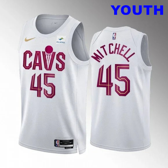 Youth Cleveland Cavaliers #45 Donovan Mitchell White Jersey