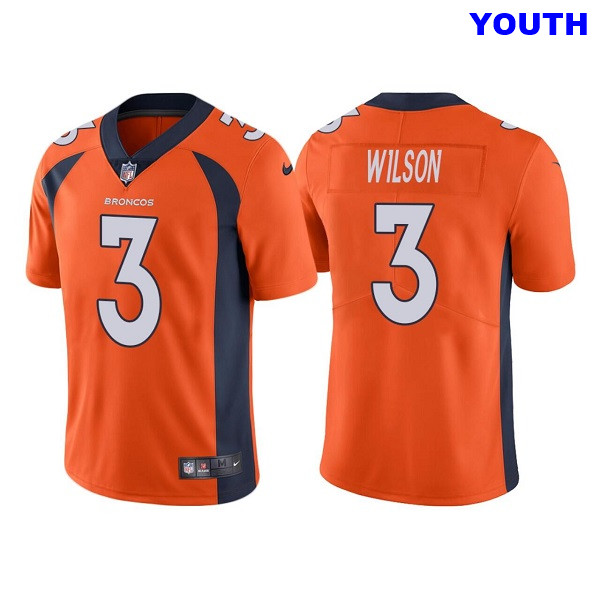 Youth Denver Broncos #3 Russell Wilson Orange Vapor Untouchable Limited Stitched Jersey