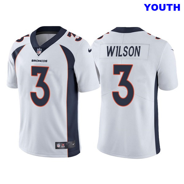 Youth Denver Broncos #3 Russell Wilson White Vapor Untouchable Limited Stitched Jersey