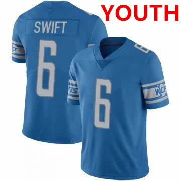 Youth Detroit Lions #6 D'Andre Swift Blue Vapor Untouchable Limited Stitched Jersey