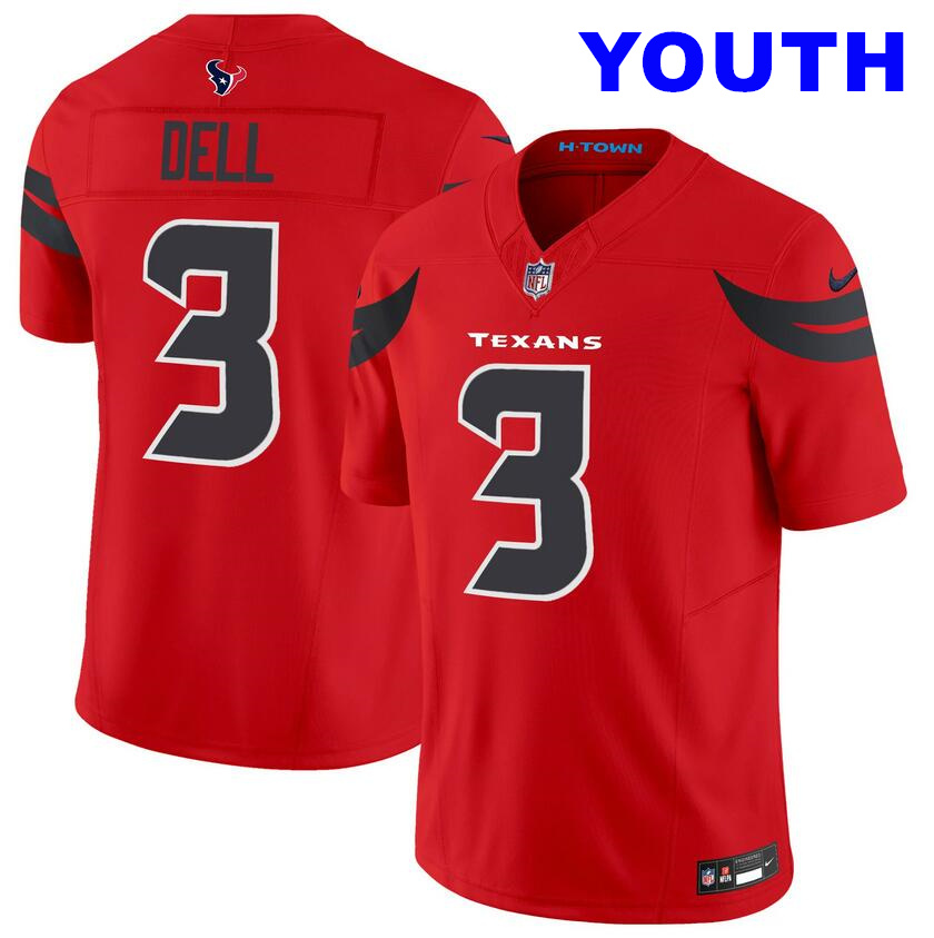 Youth Houston Texans #3 Tank Dell Red 2024 Alternate F.U.S.E Vapor Football Stitched Jersey