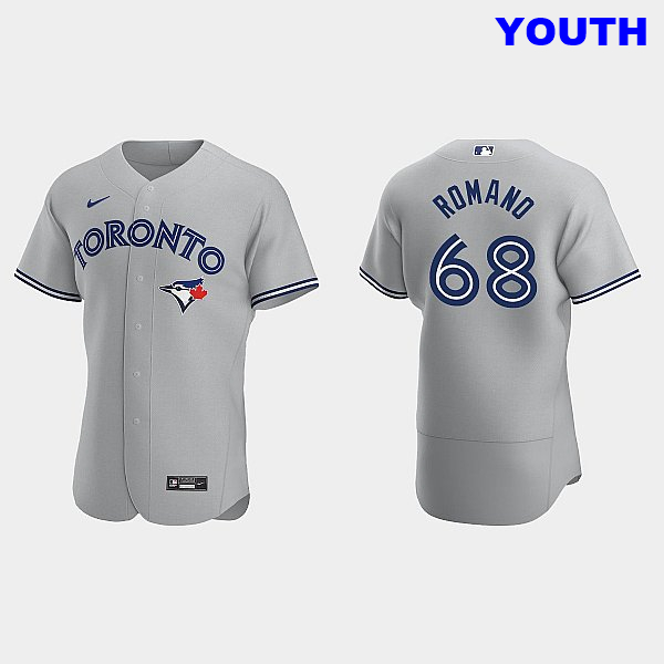 Youth Jordan Romano Blue Jays #68 Gray Authentic Road Jersey