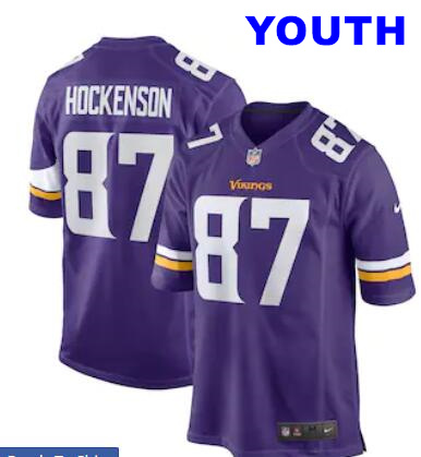 Youth Nike T.J. Hockenson Purple Minnesota Vikings #87 Game Player Jersey