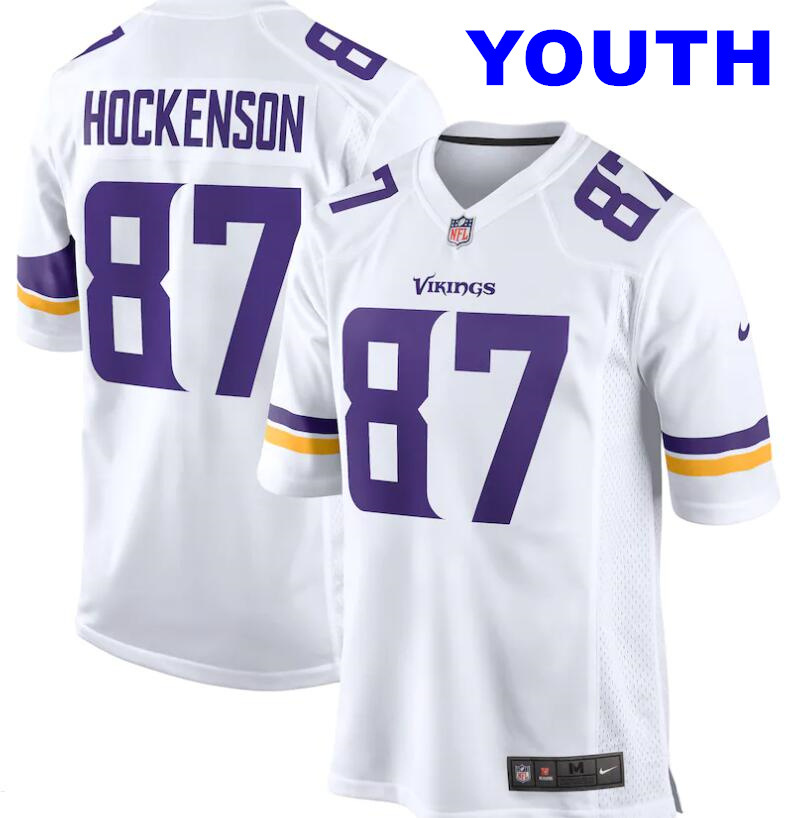 Youth Nike T.J. Hockenson White Minnesota Vikings #87 Game Player Jersey