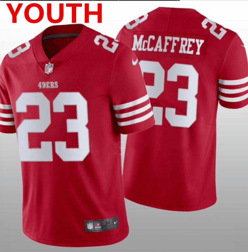 Youth San Francisco 49ers #23 Christian McCaffrey Red 2022 Vapor Untouchable Stitched Jersey