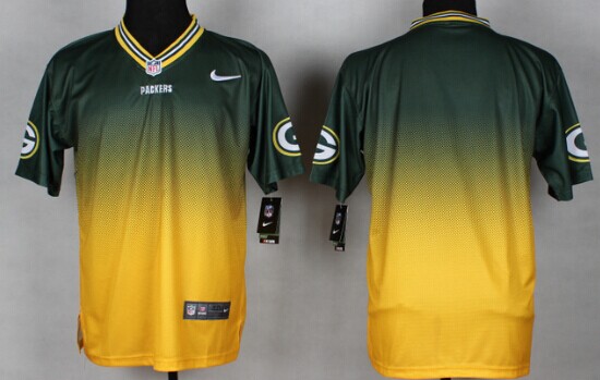 Nike Green Bay Packers Blank Green/Yellow Fadeaway Elite Jersey